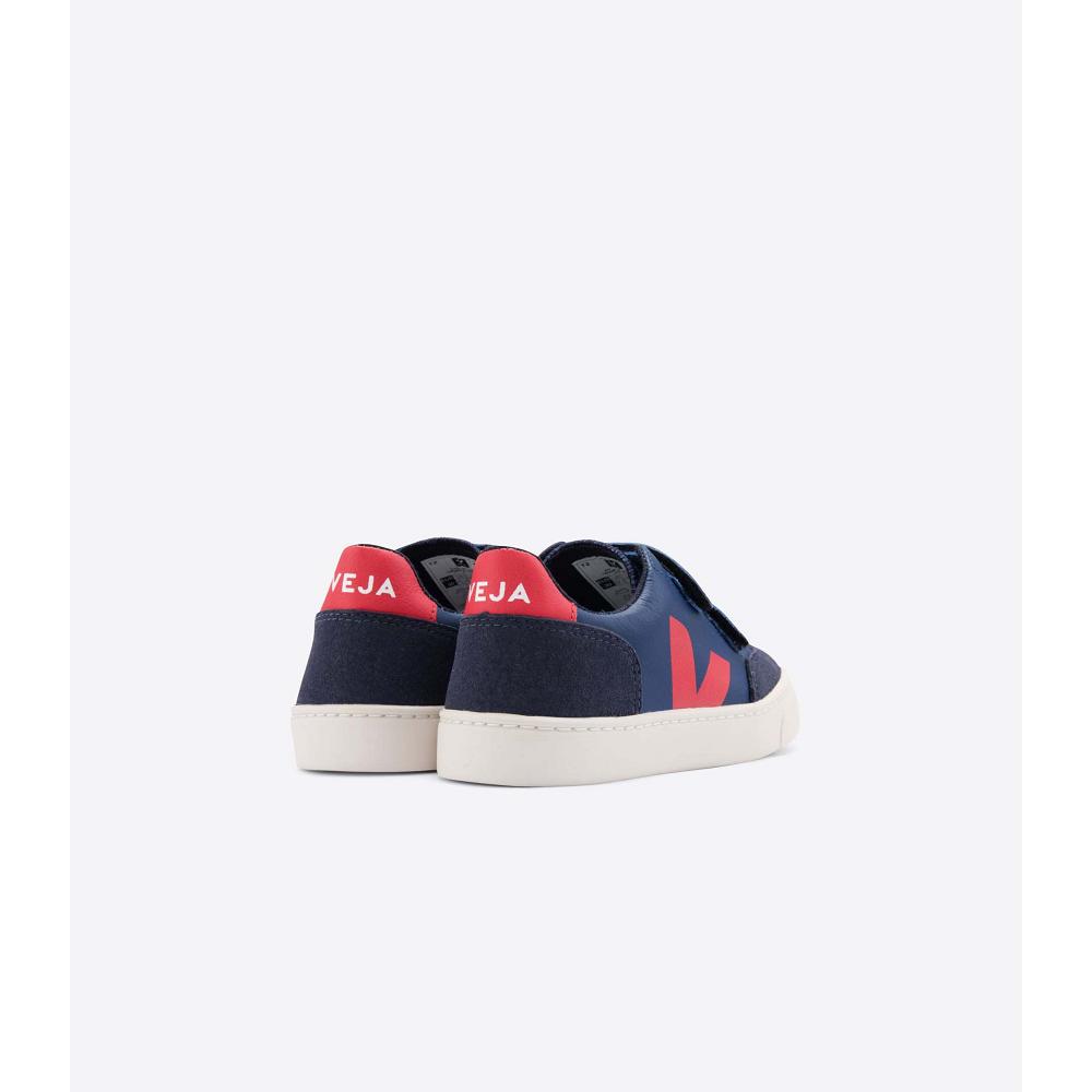 Veja V-12 LEATHER Sneakers Kinderen Donkerblauw | NL 874VRW